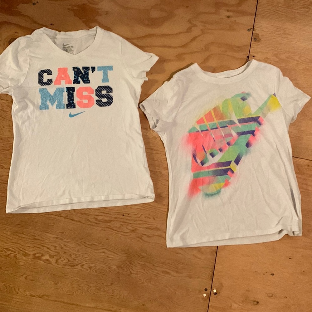Two Girls Nike athletic tee shirts
